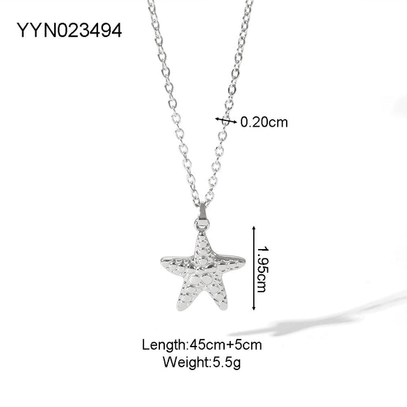 Wholesale Stone Starfish U Shape Stainless Steel Necklace With Polishing Treatment