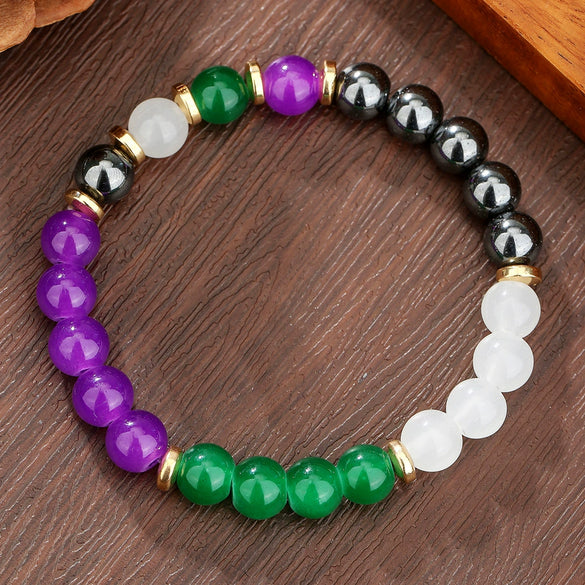 Wholesale Stone Wood Chip Weathered Beads Elastic Bracelet Handmade Geometric Jewelry Unisex