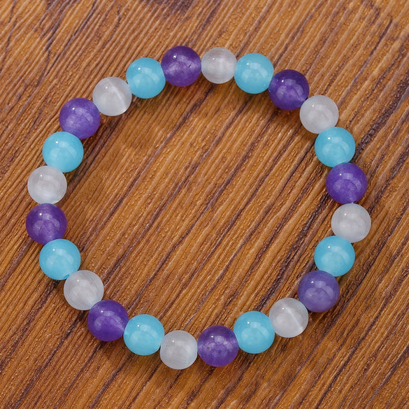 Wholesale Stone Wood Chip Weathered Beads Elastic Bracelet Handmade Geometric Jewelry Unisex