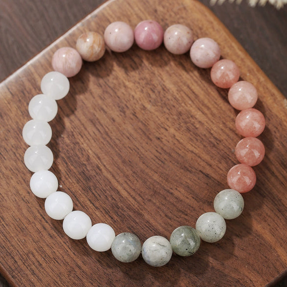 Wholesale Stone Wood Chip Weathered Beads Elastic Bracelet Handmade Geometric Jewelry Unisex