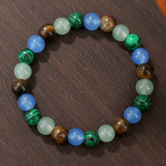 Wholesale Stone Wood Chip Weathered Beads Elastic Bracelet Handmade Geometric Jewelry Unisex