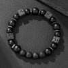 Wholesale Stone Wood Chip Weathered Beads Elastic Bracelet Handmade Geometric Jewelry Unisex