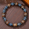 Wholesale Stone Wood Chip Weathered Beads Elastic Bracelet Handmade Geometric Jewelry Unisex
