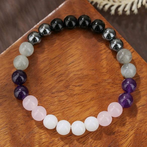 Wholesale Stone Wood Chip Weathered Beads Elastic Bracelet Handmade Geometric Jewelry Unisex