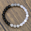 Wholesale Stone Wood Chip Weathered Beads Elastic Bracelet Handmade Geometric Jewelry Unisex