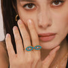 Wholesale Strange Creative Women's Light Luxury Stainless Steel Opening Ring With Enamel Glaze Devil's Eye Design And Electroplating Geometric Pattern