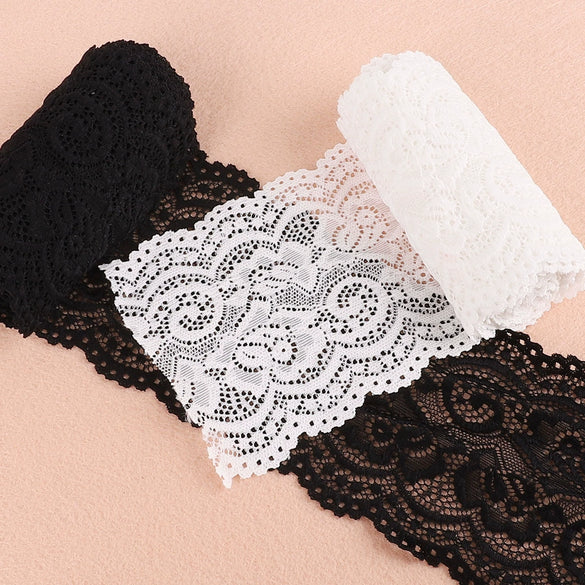 Wholesale Stretch Lace Ribbon Handmade Clothing And Bag Accessories Material In Black And White