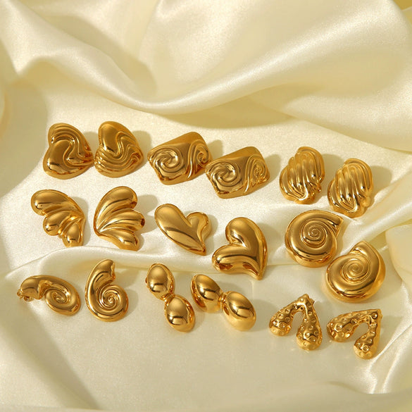 Wholesale Striped Smooth Polished Stainless Steel Earrings With Butterfly Design High Sense Style Pvd Furnace Real Gold Electroplating