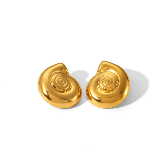 Wholesale Striped Smooth Stainless Steel Earrings With Geometric Design And Pvd Furnace Real Gold Electroplating For Women