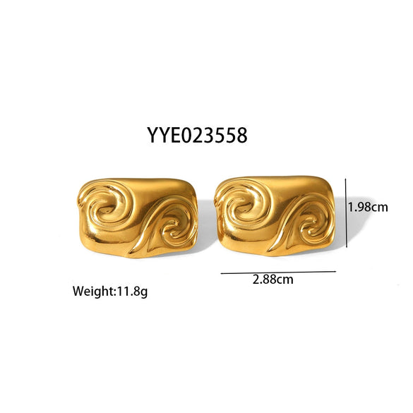 Wholesale Striped Smooth Stainless Steel Earrings With Geometric Design And Pvd Furnace Real Gold Electroplating For Women