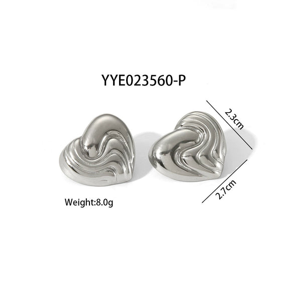 Wholesale Striped Smooth Stainless Steel Earrings With Geometric Design And Pvd Furnace Real Gold Electroplating For Women