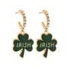 Wholesale Stud Earrings Alloy Green Micro Inlaid Rhinestone Geometric Letter Design Retro For Women