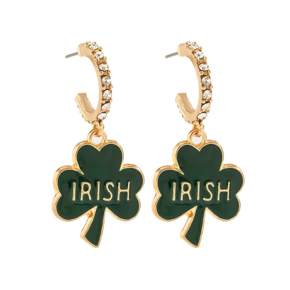 Wholesale Stud Earrings Alloy Green Micro Inlaid Rhinestone Geometric Letter Design Retro For Women