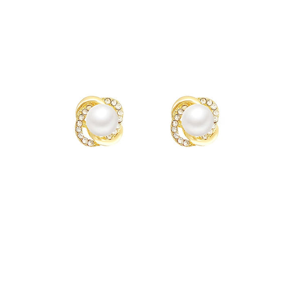 Wholesale Stud Earrings Alloy S925 Silver Needle Flower Pearl Geometric Electroplated For Women Light Luxury Natural Niche Design