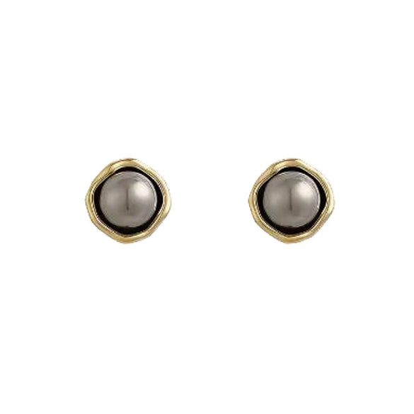 Wholesale Stud Earrings Alloy 925 Silver Gray Pearl Geometric Retro Style Electroplating For Women