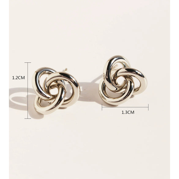 Wholesale Stud Earrings Brass 225 Silver Needle Geometric Hollow Electroplating Design For Women