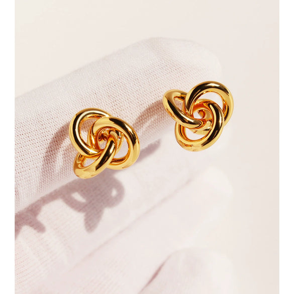 Wholesale Stud Earrings Brass 225 Silver Needle Geometric Hollow Electroplating Design For Women