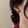 Wholesale Stud Earrings Copper Geometric Red Drop Glaze Knotted Circle Electroplated For Women