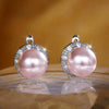 Wholesale Stud Earrings Copper Geometric Round Zircon Artificial Pearl For Women