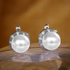 Wholesale Stud Earrings Copper Geometric Round Zircon Artificial Pearl For Women