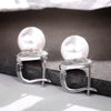 Wholesale Stud Earrings Copper Geometric Round Zircon Artificial Pearl For Women
