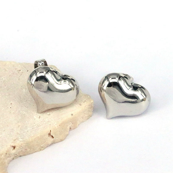 Wholesale Stud Earrings Copper Geometric Simple Glossy Three Dimensional Peach Heart Shape Electroplating For Women