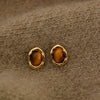 Wholesale Stud Earrings Copper Geometric Style Electroplating Tiger Eye Stone Ear Jewelry For Women