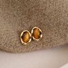 Wholesale Stud Earrings Copper Geometric Style Electroplating Tiger Eye Stone Ear Jewelry For Women
