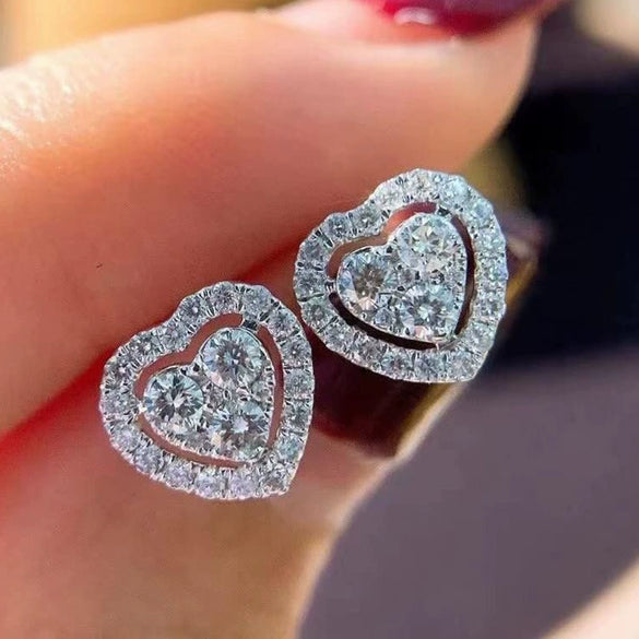 Wholesale Stud Earrings Copper Heartshaped Inlaid Zircon For Women