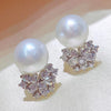Wholesale Stud Earrings Copper Imitation Pearl Zircon Animal Zodiac Flower Baroque Style Pearl Inlaid