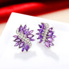 Wholesale Stud Earrings Copper Inlaid Zircon Flower Style