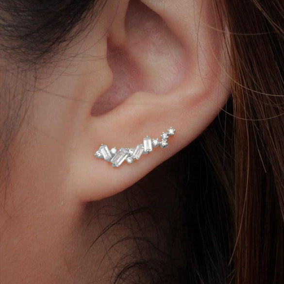 Wholesale Stud Earrings Copper Inlaid Zircon Geometric Style For Women