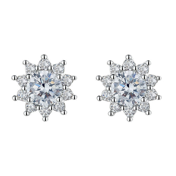Wholesale Stud Earrings Copper Inlaid Zircon Sunflower Geometric Style For Women