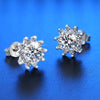 Wholesale Stud Earrings Copper Inlaid Zircon Sunflower Geometric Style For Women