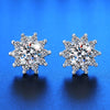Wholesale Stud Earrings Copper Inlaid Zircon Sunflower Geometric Style For Women