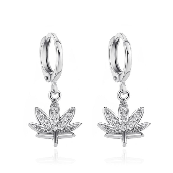 Wholesale Stud Earrings Copper Leaf Design Electroplated For Women