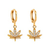 Wholesale Stud Earrings Copper Leaf Design Electroplated For Women