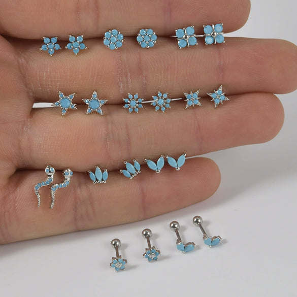 Wholesale Stud Earrings Copper Silver Electroplating Flower Style