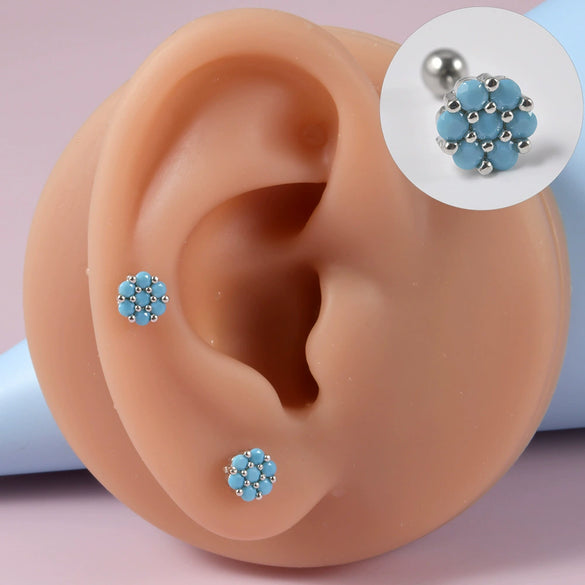 Wholesale Stud Earrings Copper Silver Electroplating Flower Style