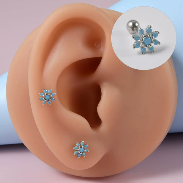 Wholesale Stud Earrings Copper Silver Electroplating Flower Style