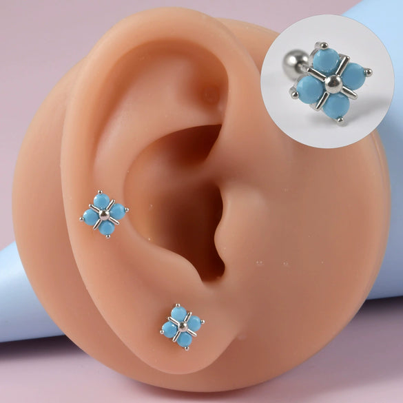 Wholesale Stud Earrings Copper Silver Electroplating Flower Style
