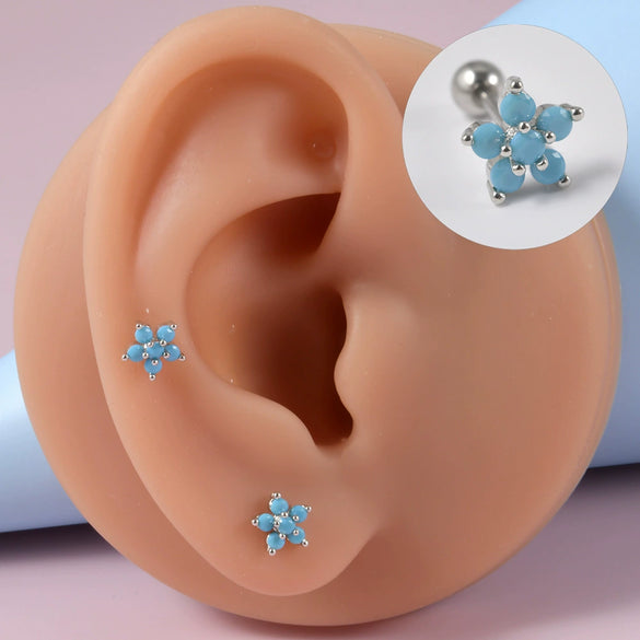 Wholesale Stud Earrings Copper Silver Electroplating Flower Style
