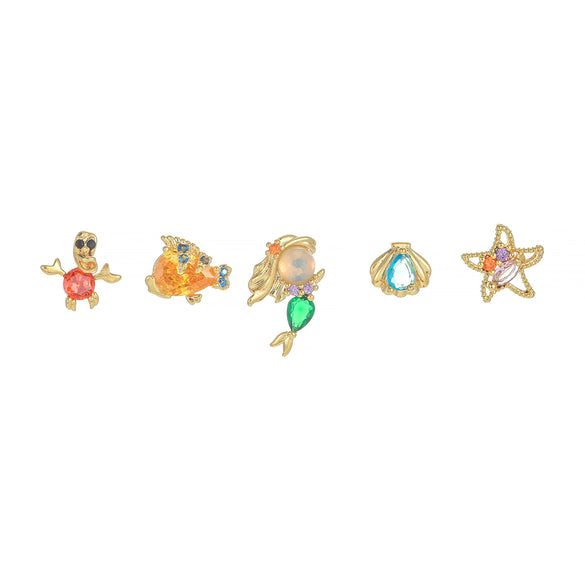 Wholesale Stud Earrings Copper 925 Silver Needle Sweet Cartoon Character Animal Zodiac Inlaid Zircon Women's