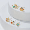 Wholesale Stud Earrings Copper 925 Silver Needle Sweet Cartoon Character Animal Zodiac Inlaid Zircon Women's