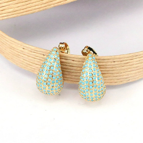 Wholesale Stud Earrings Copper Water Drop Shape Electroplated Jewelry For Women