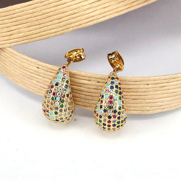 Wholesale Stud Earrings Copper Water Drop Shape Electroplated Jewelry For Women