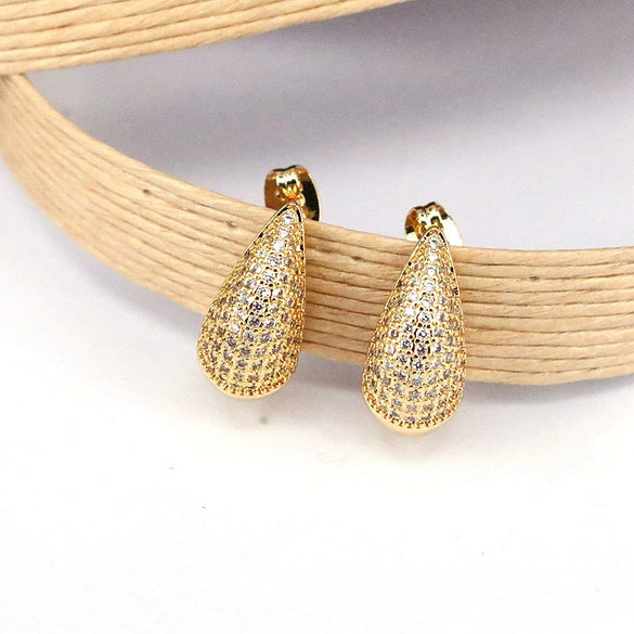 Wholesale Stud Earrings Copper Water Drop Shape Electroplated Jewelry For Women
