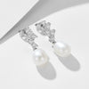 Wholesale Stud Earrings Freshwater Pearl S925 Sterling Silver Geometric Pearl Inlaid For Women