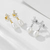 Wholesale Stud Earrings Freshwater Pearl S925 Sterling Silver Geometric Pearl Inlaid For Women