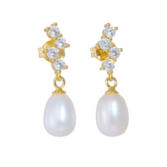 Wholesale Stud Earrings Freshwater Pearl S925 Sterling Silver Geometric Pearl Inlaid For Women